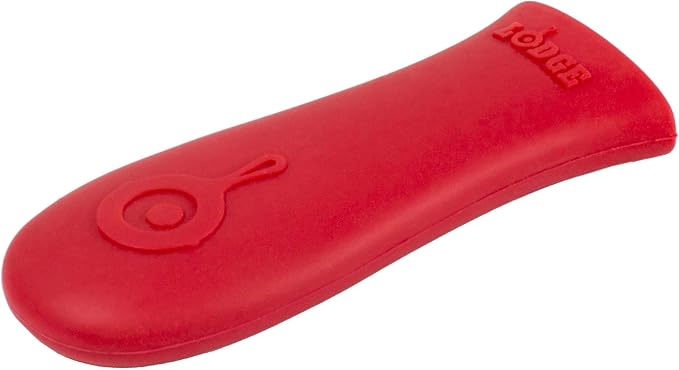 Lodge Silicone Hot Handle Holder - Dishwasher Safe Hot Handle Holder Designed for Lodge Cast Iron Skillets 9 Inches+ w/ Keyhole Handle - Reusable Heat Protection Up to 500° - Red