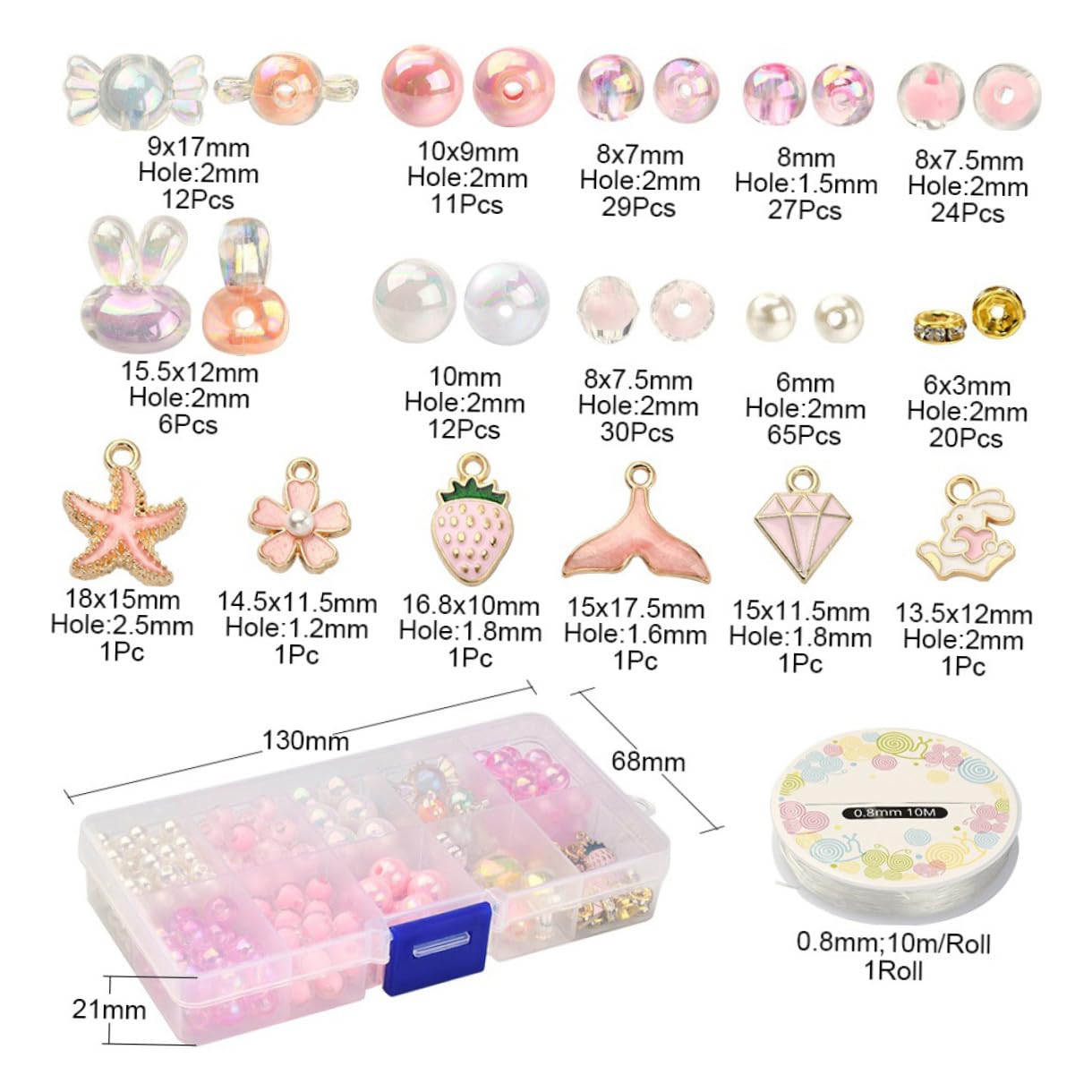 jojofuny 5 Juegos Kit de Fabricación de Pulseras Diy con Compartimentos Rosa para Joyería Conjunto de Beads para Manualidades para Pulseras Personalizadas