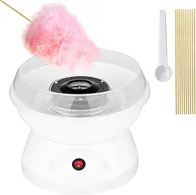 Máquina de Algodão Doce Elétrica Portátil 110V – Mini Maker Compacta com Ventosas, 500W, Fácil de Usar e Perfeita para Festas e Crianças (Branco)