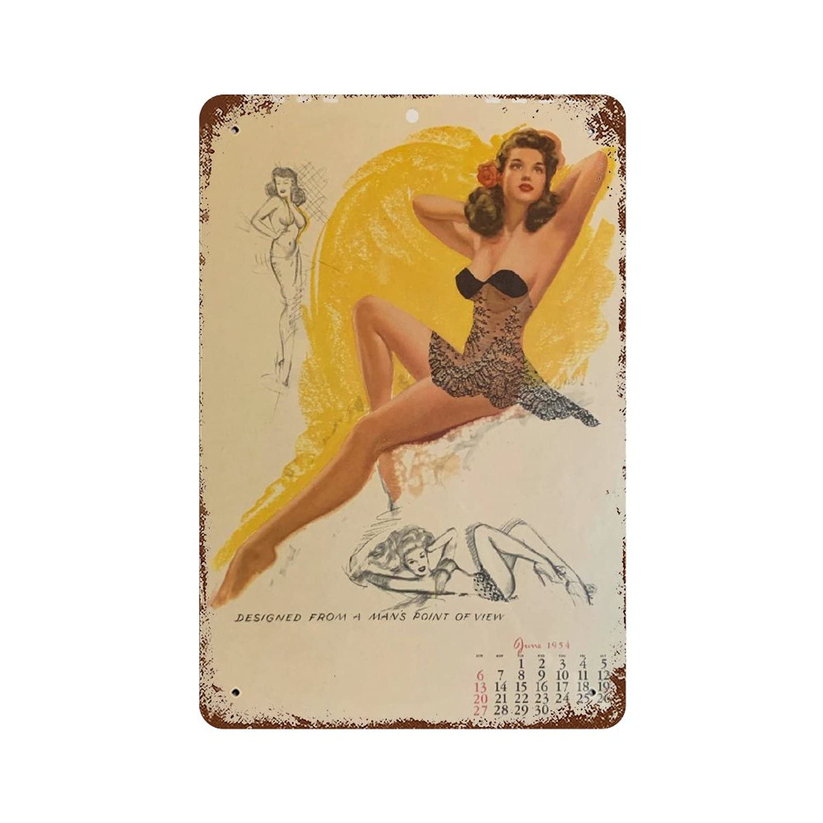 Amazon.co.jp: June 1954 Pin Up Calendar Page Swimsuit Bikini Lingerie Rose  Retro Metal Tin Sign Retro Wall Decor Vintage Kitchen Baking Tin Sign Home  Wall Decor Gift 12x8 Inches : Office Products