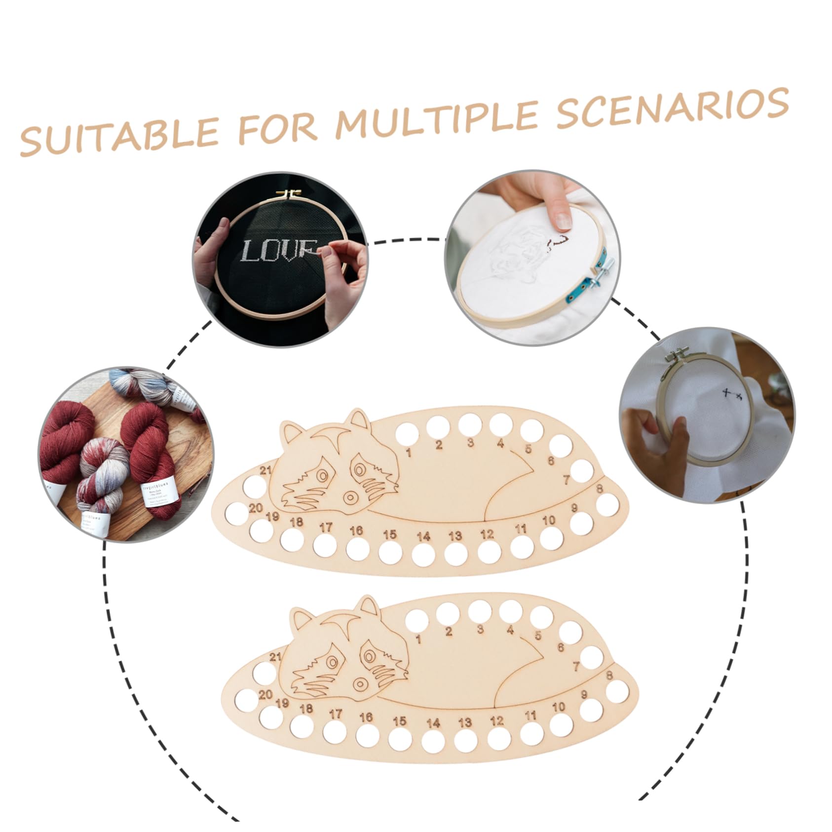 SHINEOFI 4 Set Tavola Avvolgitrice in Legno Filo Cucire Accessori Cucito Accessori per Cucito Organizzatore Punto Croce Fai da Te Organizer per Fili A Punto Croce di Legno 2 Pezzi * 4