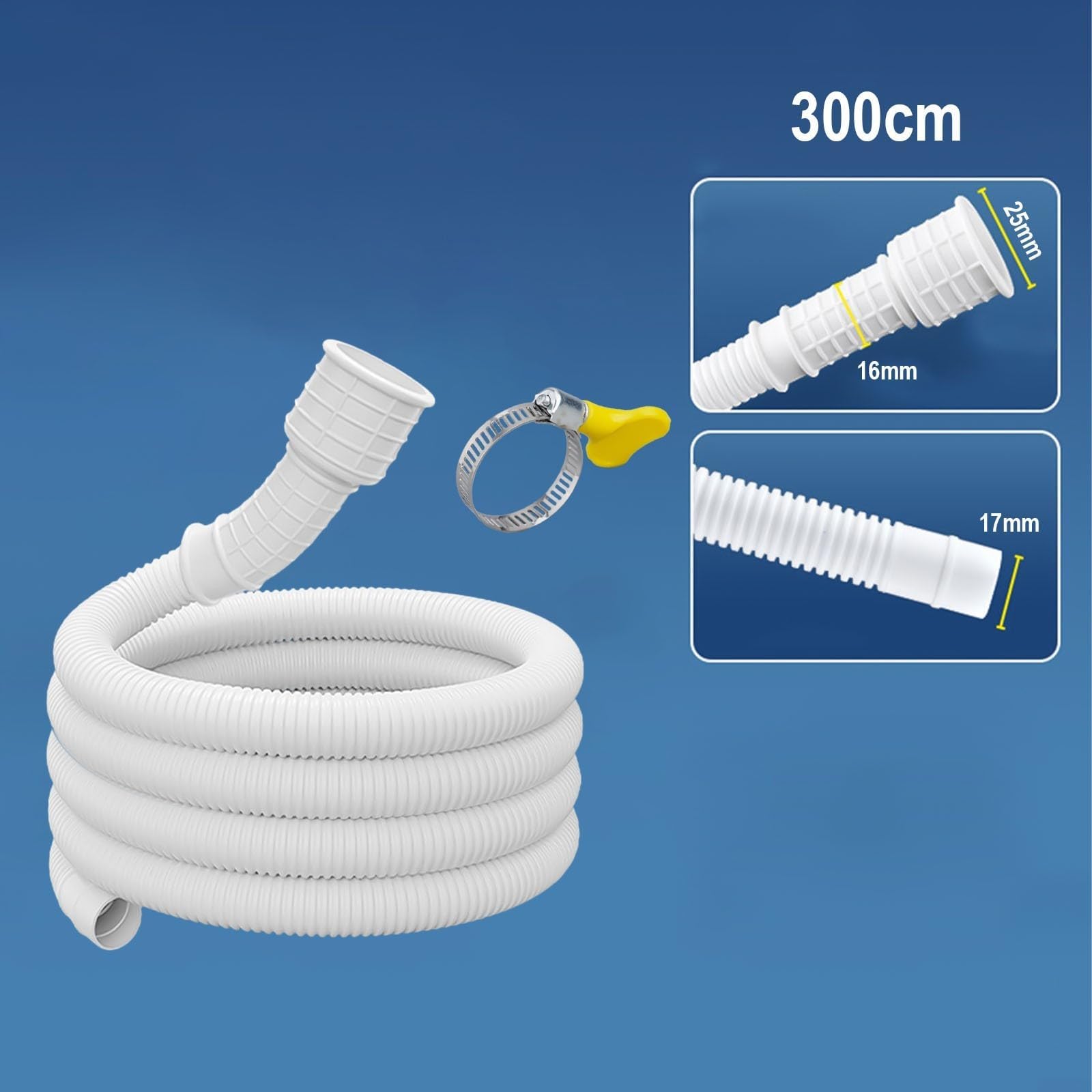 Manguera de desagüe, Manguera flexible for agua diseñada for lavadoras y aires acondicionados(3meter)