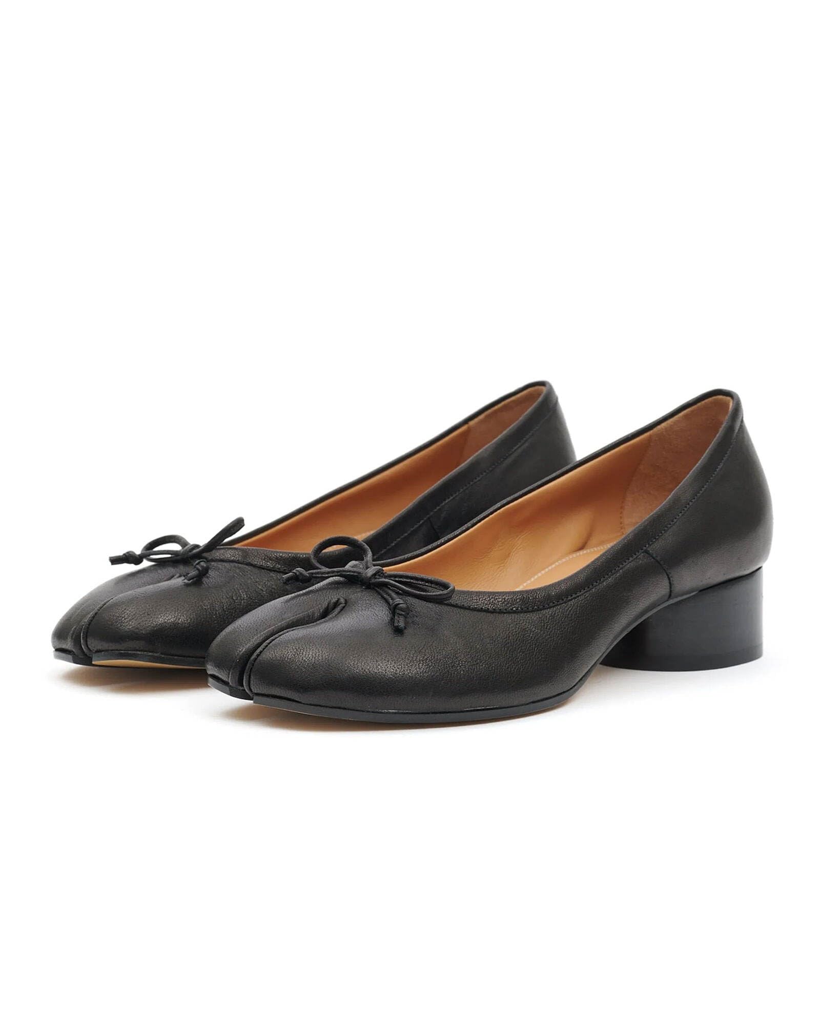 kokomomo Black Split Toe Ballet Heels for Women Japanese Tabi Shoes Cylindrical Low Heels Pumps Chunky Block Heel Office Wedding Party Dress Shoes 1.2 INCH-picture-38