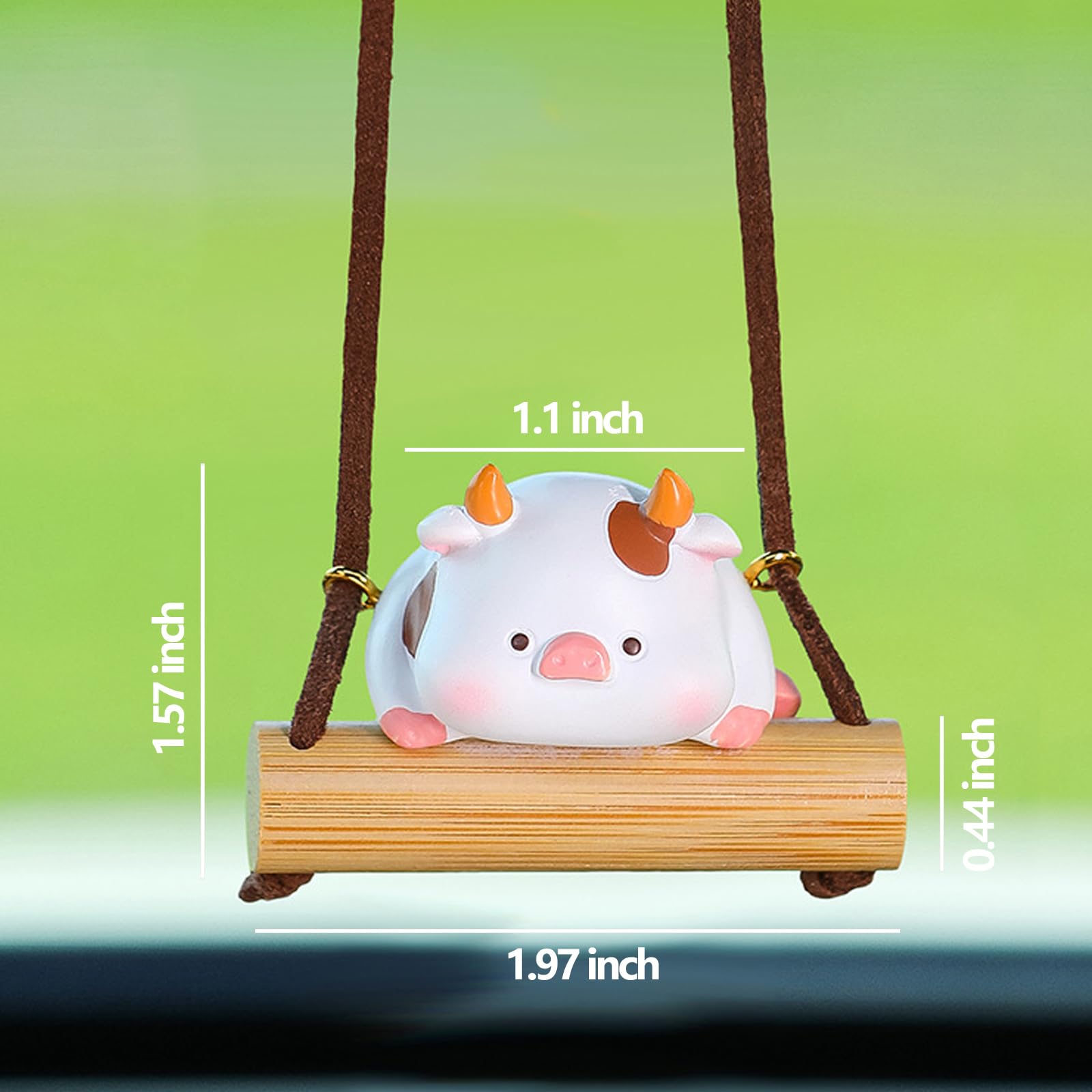 Cow Rearview Mirror Accessories Calf Car Hanging Ornament Cute Car Decorations for Women Girl Cow Gifts — view 2