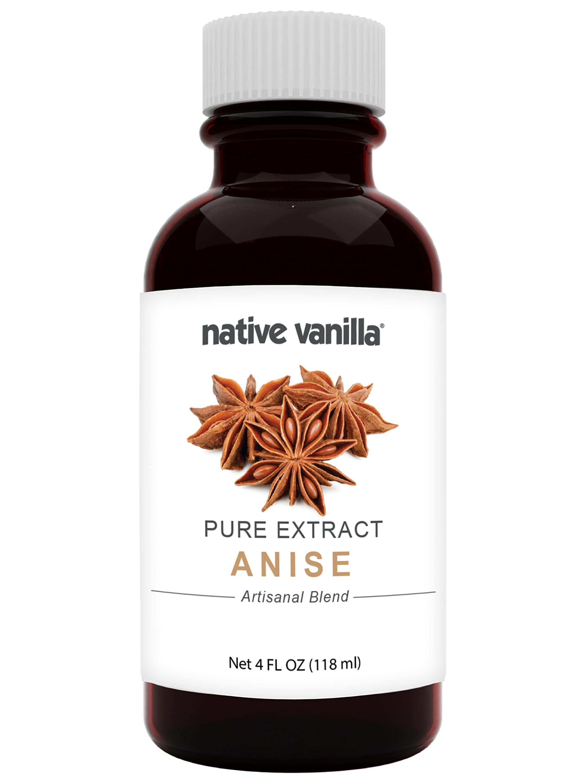 Native Vanilla - Anise Extract - 4 Fl Oz - Perfect for Cooking, Baking, and Dessert Crafting