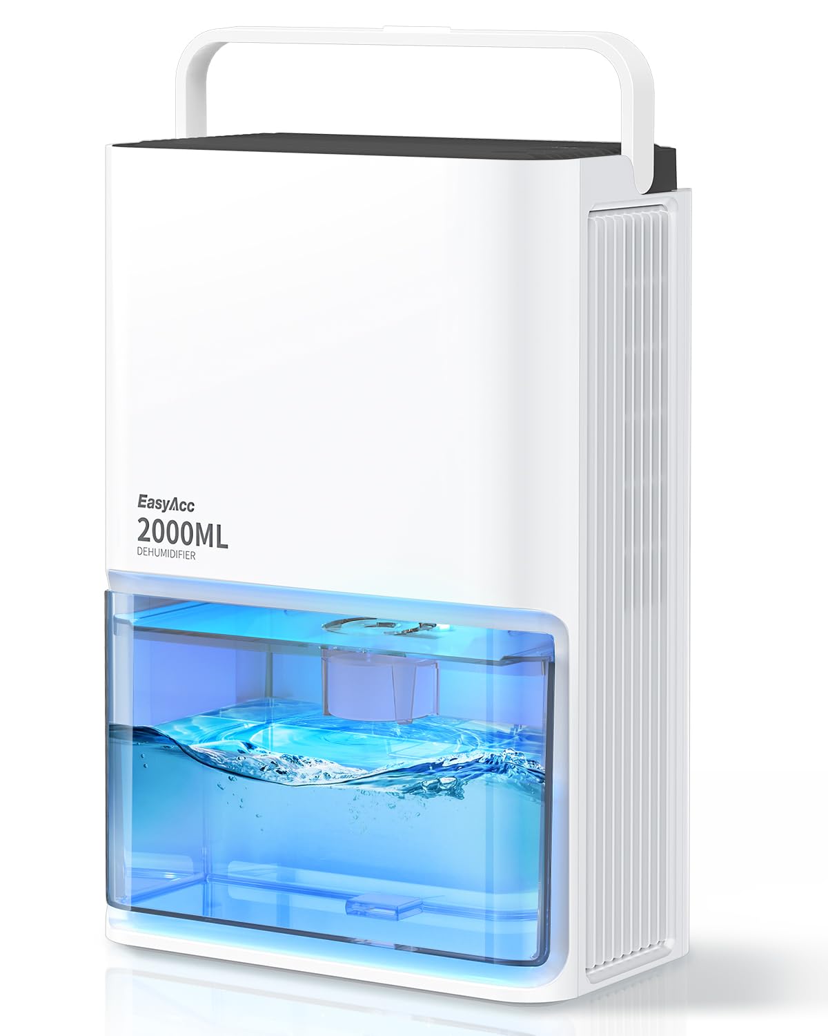 EasyAcc® Deshumidificador 2000ML, 3 Modos Deshumidificadores de Humedad Eléctrico Silencioso (500-650 ml/Day), 7 LED Colores, Apagado Automática, Deshumificador Portátil Baño y Dormitorio, Blanco