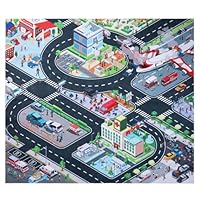 Kids Carpet Playmat Rug, Car Mat for Kids Toy Cars, City Life Educational Road Traffic Carpet Multi Color Play Mat, Non Slip Foldable Kids Play Rug for Playroom Home Indoor Outdoor (27.55*31.49inch)