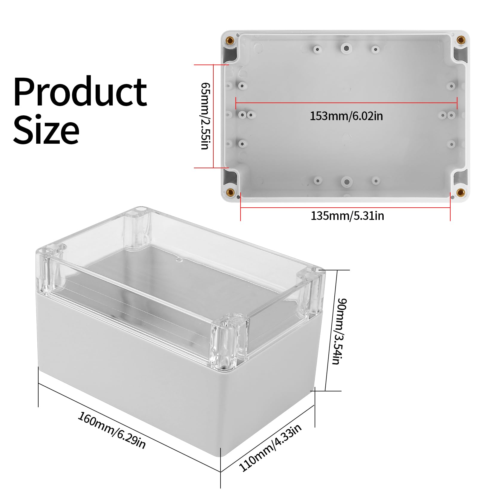 2-delige Ip65 Waterdichte Aansluitdoos Abs Plastic Zwarte Elektrische Doos Diy Elektronische Projectdoos Voeding Behuizing Met Bevestigingsnokken 100x60x35 Mm