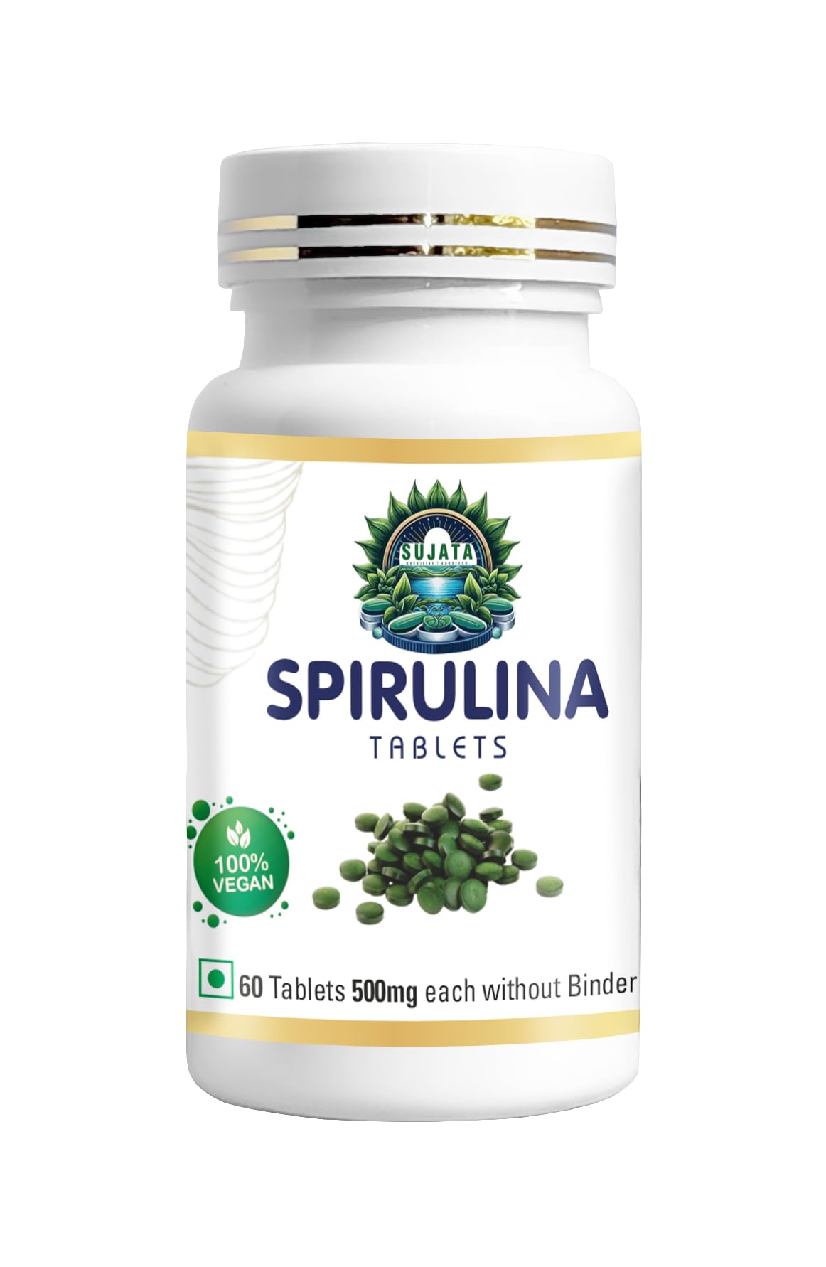 Sujata Spirulina Tablets - Immunity Booster & Energy Enhancer | Vegan & Vegetarian Friendly | 60 Tablets | Natural & Pure | Made in India