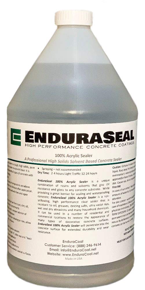 EnduraSeal 100% Acrylic Wet Look Semi Gloss Concrete Solvent Sealer - 1 Gallon