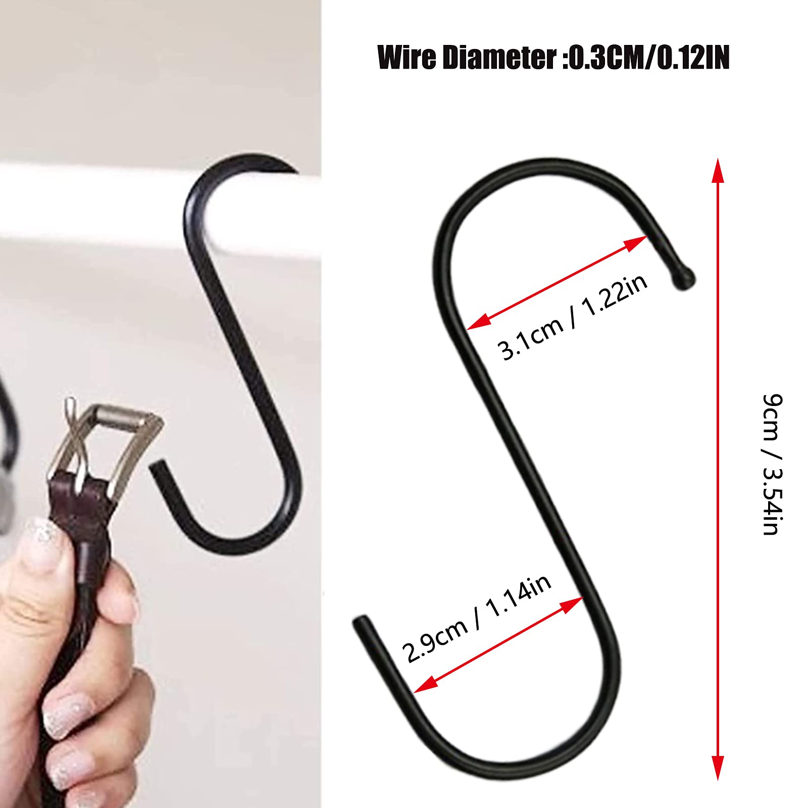 6 Stück S-Haken 30cm Extra Lang - Schwere Pflanzenhaken Schwarz Für Garten & Haus