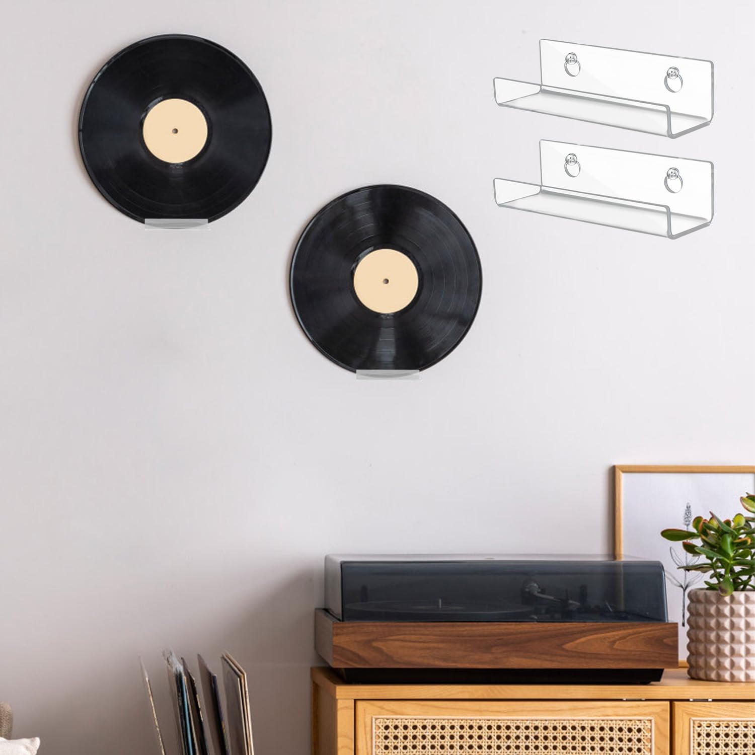 12 szt. 10cm Przezroczysty Stojak na Plyty Winylowe, Niewidoczny Pólka na Plyty do Montazu na Scianie Akrylowy Stojak na Plyty na Albumy Pólka na Plyty do Codziennego Wystawiania Plyt CD/LP