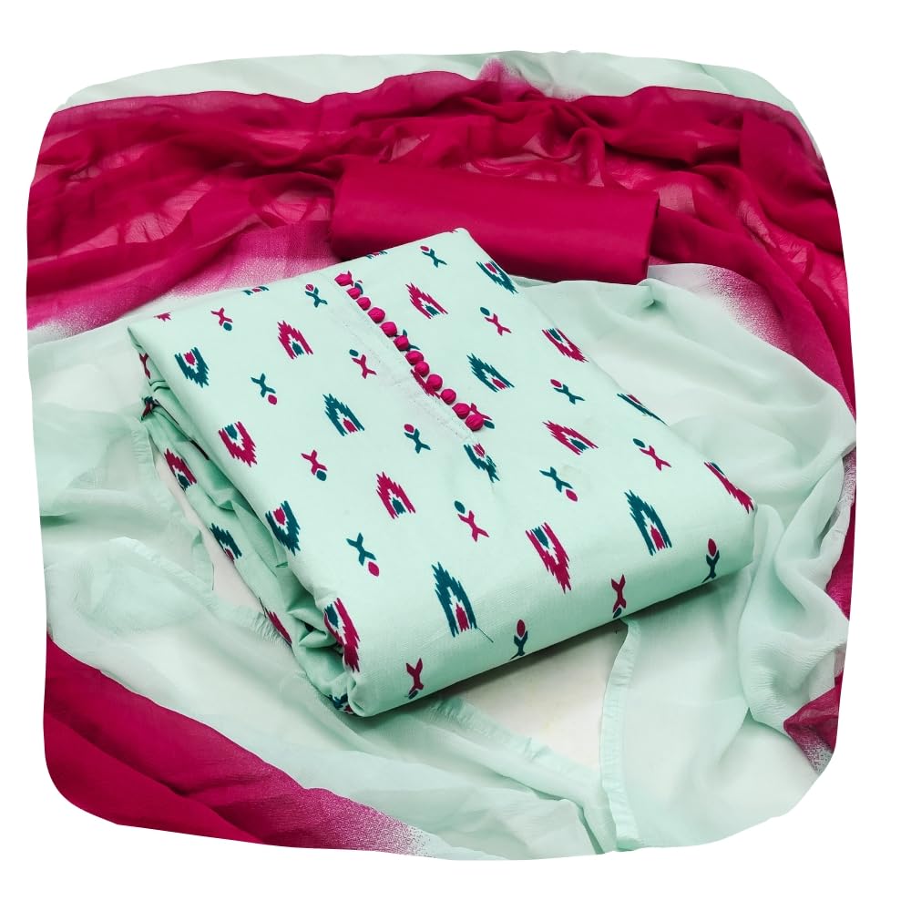 EthnicJunctionWomen's Cotton Slub Printed Unstitched Salwar Suit Dress Material with Dupatta