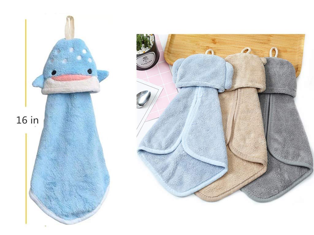 Set 4 Asciugamani Bambini Microfibra - Con Gancio, 30x30 Cm, Assorbenti