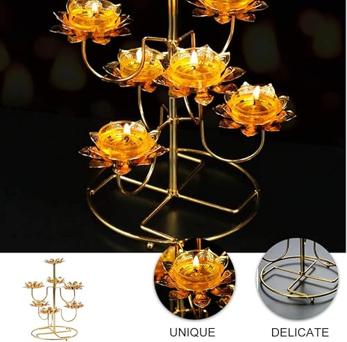 Miniatura 8 de EXCEART Portavelas de flor de loto Buda Yoga Candelabro Lotus Candelabro de acero Tealight Candelabro Decoración del hogar Ornamento