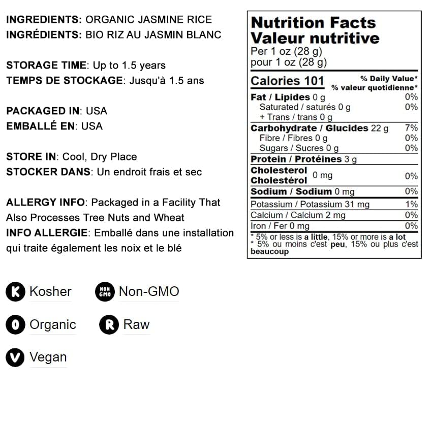 Miniatura 4 de Food to Live - Arroz Basmati integral orgánico certificado (puro, grano largo, sin OGM, a granel)