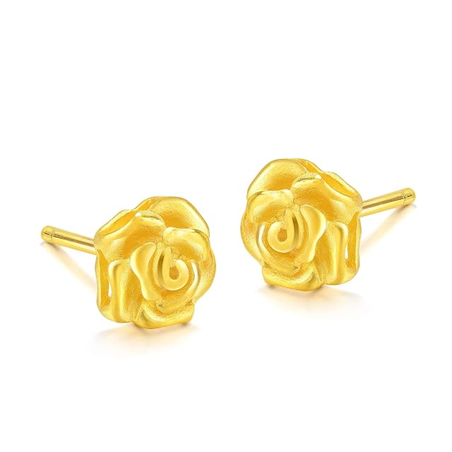Chow Sang Sang CHOW SANG SANG 999.9 24K Gold Essence Roses Stud Earrings for Women 68730E