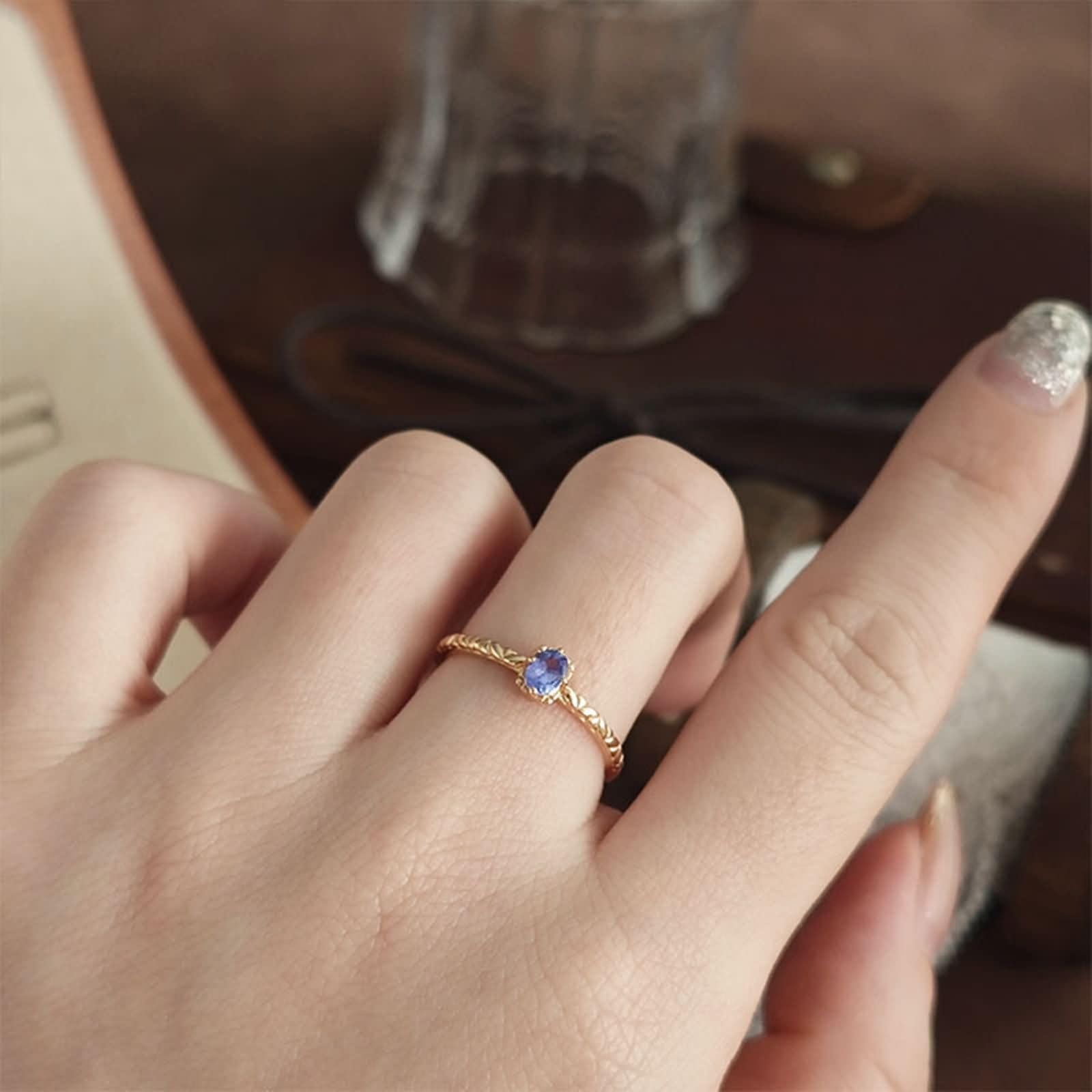 Anillo de compromiso de oro de 9 K/14 K/18 K con tanzanita ovalada para parejas