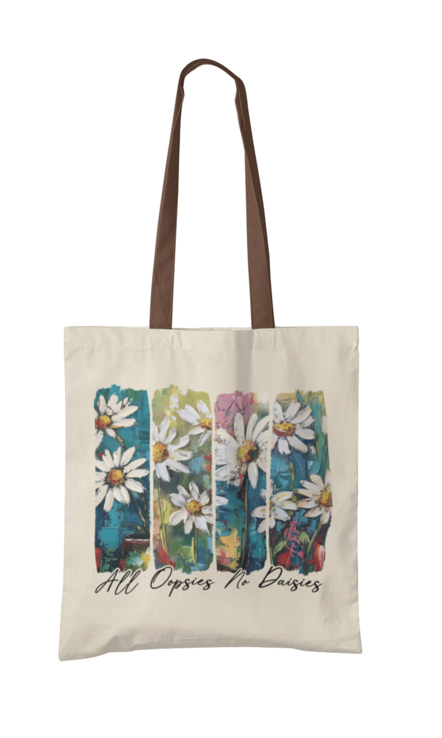 Cotton Canvas Tote Bag With Zipper And Daisy Design for Women Versatile Shopping Office & Travel