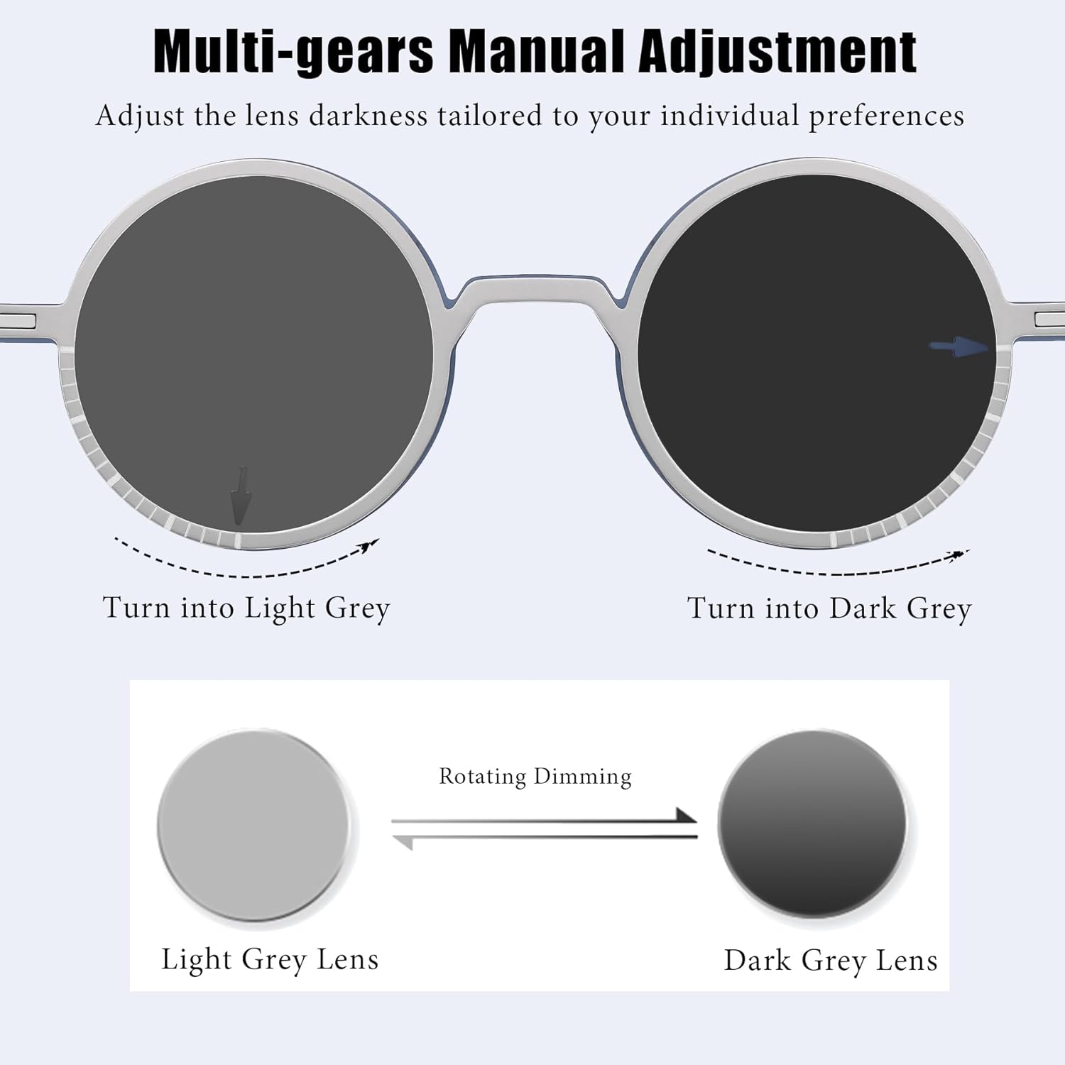 Long Keeper Adjustable Tint Sunglasses Polarized Round Sunglasses Men Lightweight Slim Glasses Hiking Driving Fishing Beach - Image 3