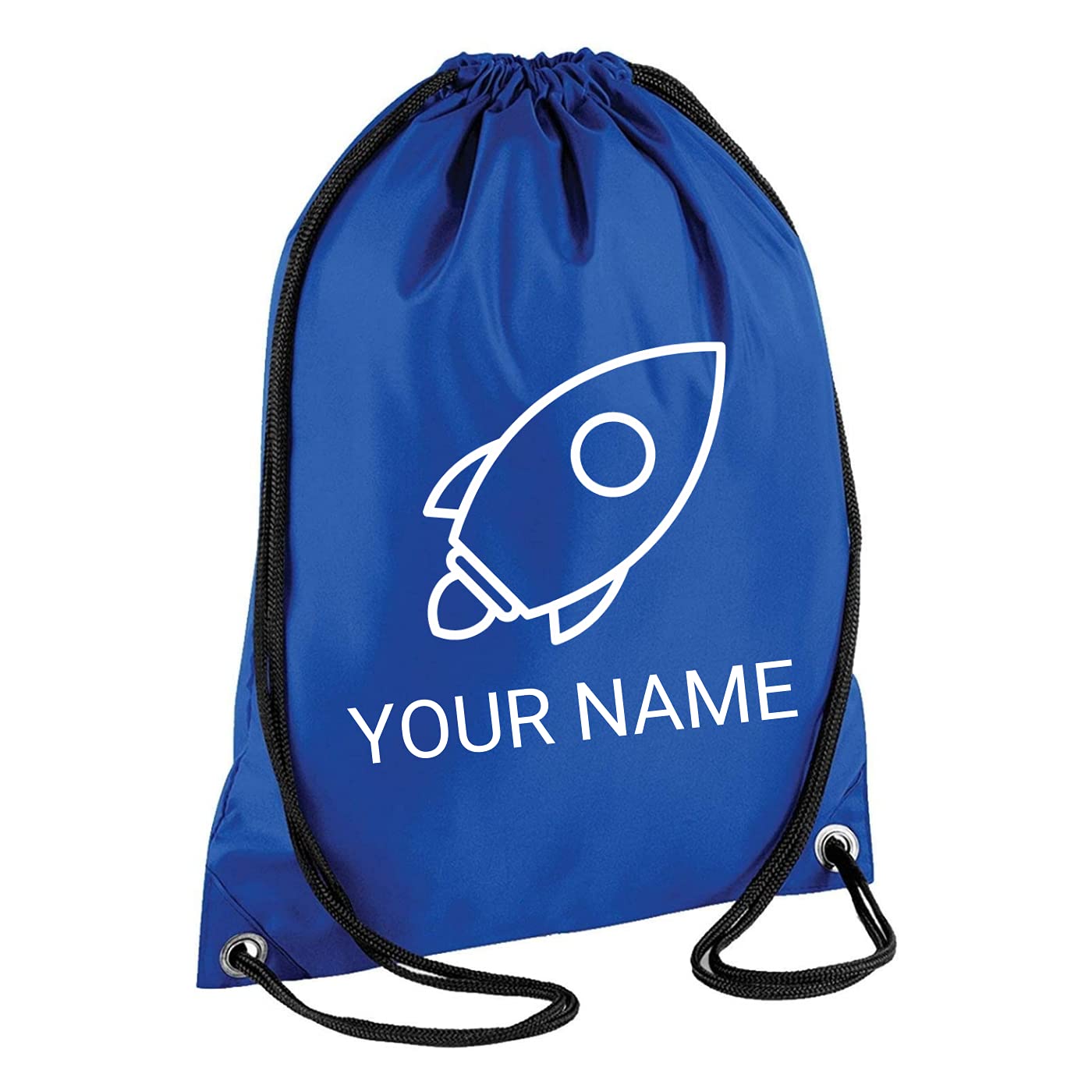 Be Buz Personalised Drawstring Bag Any Name for School PE Kids Adults Unisex Travel, Gym with Six Different Design (6 Colours) (Football, Blue)