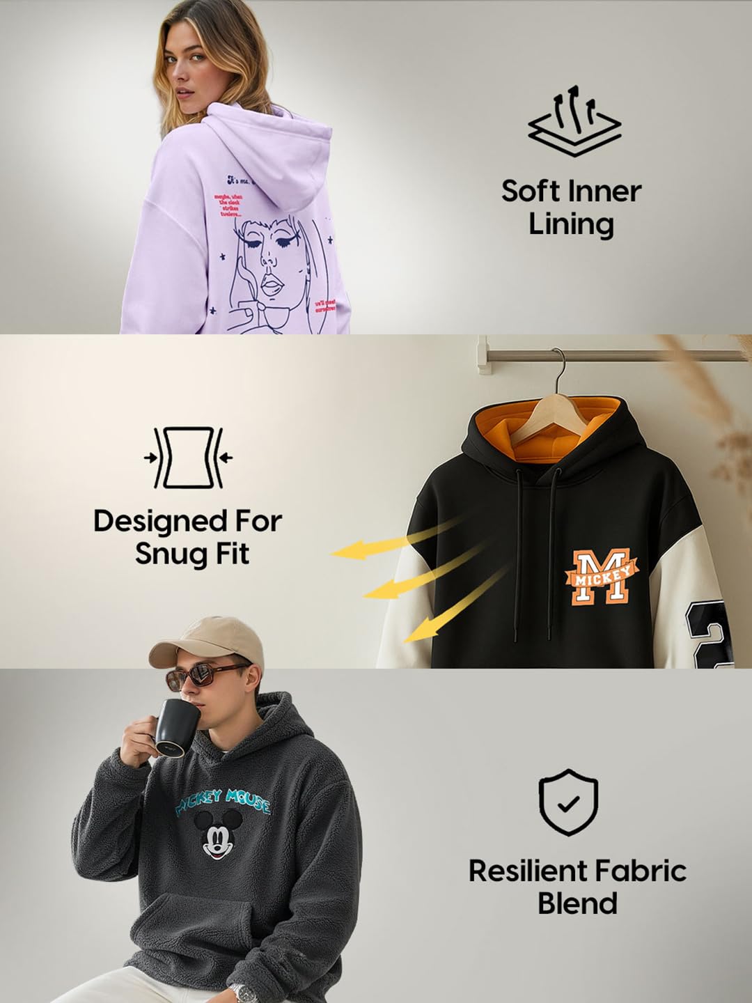 Bewakoof Męska bluza z kapturem
