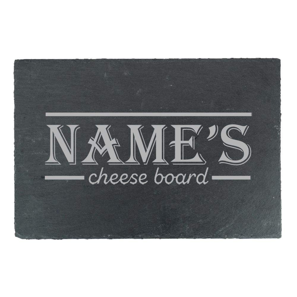 All Things Personalised Grey Personalised Engraved Rectangular Slate Cheeseboard With Name's Cheeseboard With Border Design, Personalise With Any Name, Perfect For Any Cheese Lover For Any Occasion