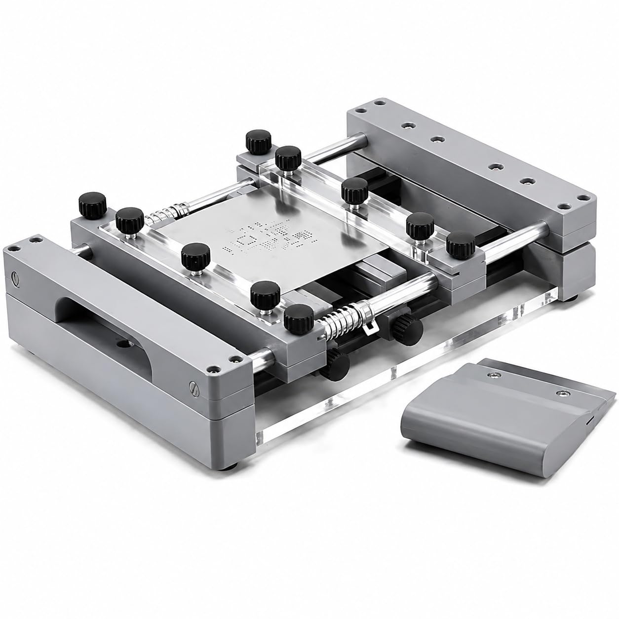 Miniaturowa drukarka szablonowa do płytek drukowanych z skrobakiem 80 mm | Ręczna drukarka pasty lutowniczej, powtarzalność ±0,01 mm, wielokrotne mocowanie, precyzyjne wyrównanie(150mmx150mm)