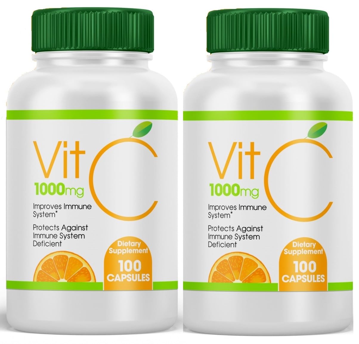 2 Bottles Vitamin C 1000mg 200 Capsules Caps Improve Immune System