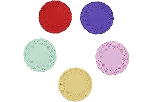 100 Pieces Assorted Colors Floral Round Paper Doilies