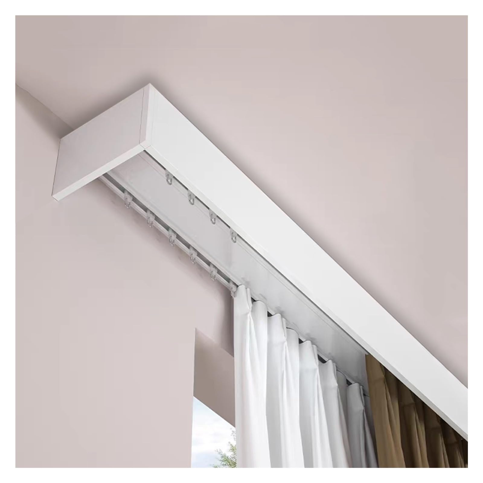 Cantonnière à double rail en aluminium robuste pour habillage fenêtre chambre 1.9m