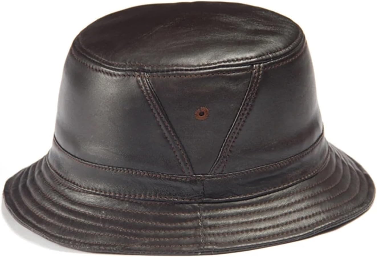 Men's Top Hat Bucket Hat Leather Hats Solid Top Men's and Women's Fashion Cap Fisherman Sun Caps for Stage Performances