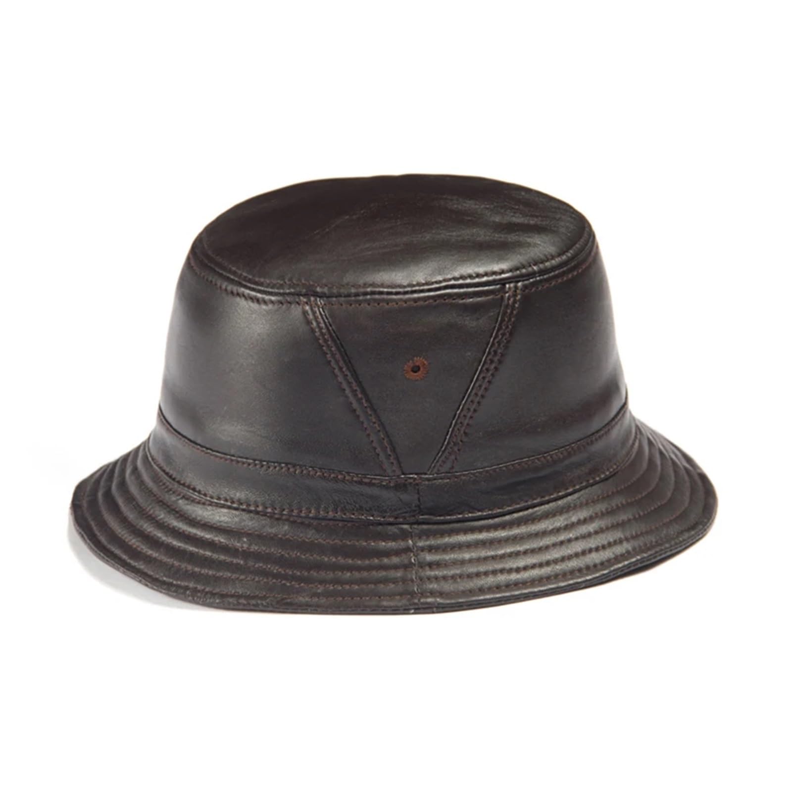 CSFFA Bucket Hat Leather Bucket Hats Solid Top Men's And Women's Fashion Bucket Cap Panama Fisherman Sun Caps(Brown,XXL(59cm60cm))
