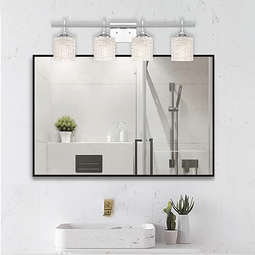 Miniatura 2 de ACROMA 4 luces cromadas para tocador luces de baño luces de tocador para baño con pantalla de cristal mate cromado para sala de estar espejo