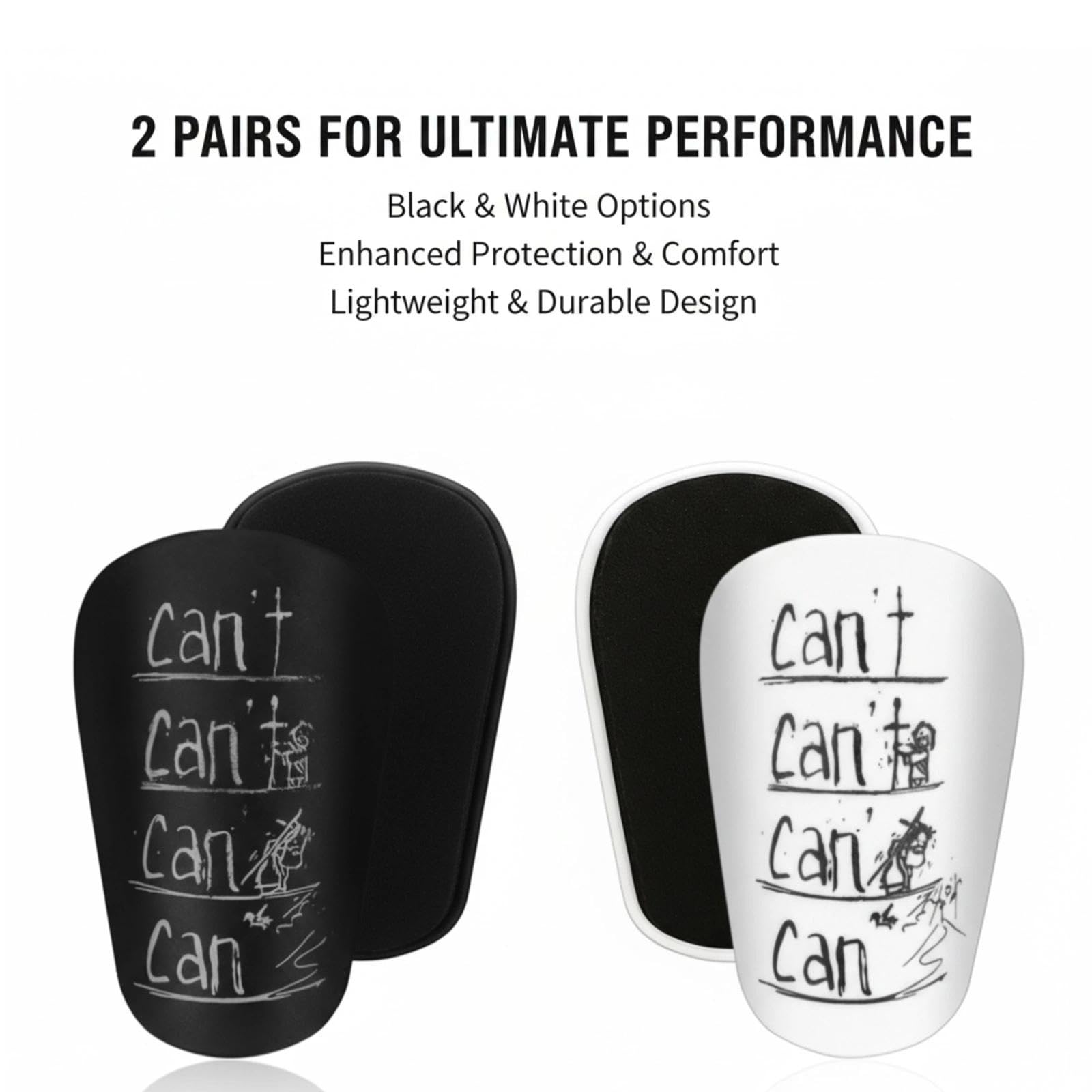 Mini Espinilleras Futbol, 2 Pares De Espinilleras Futbol Niño, 10 X 6cm, Espinilleras Futbol para Hombres, Mujeres, Niños (Negras + Blancas)