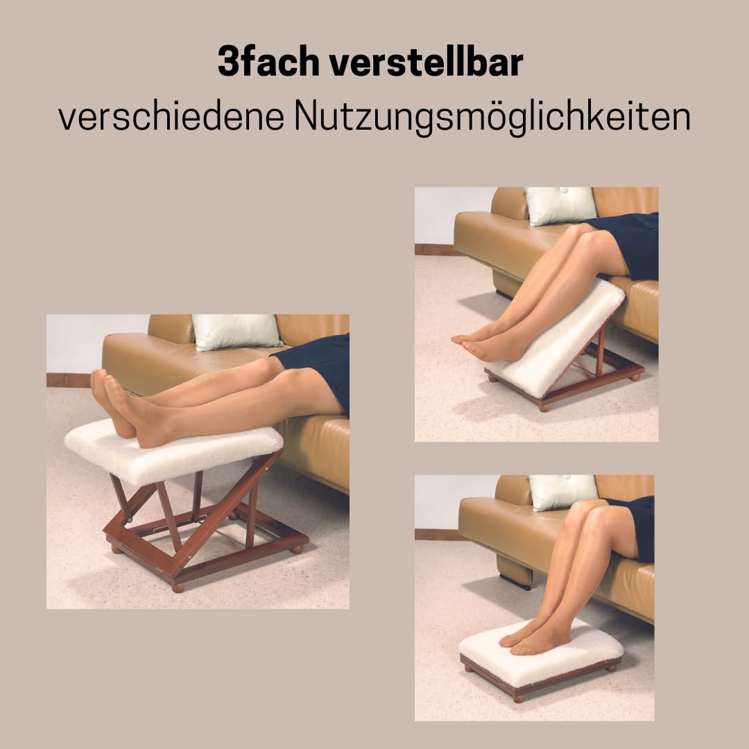 MEDOSAN Relax-Hocker | Fußhocker | Polsterhocker | 3fach höhenverstellbar | mit Kuschelbezug | Pouf