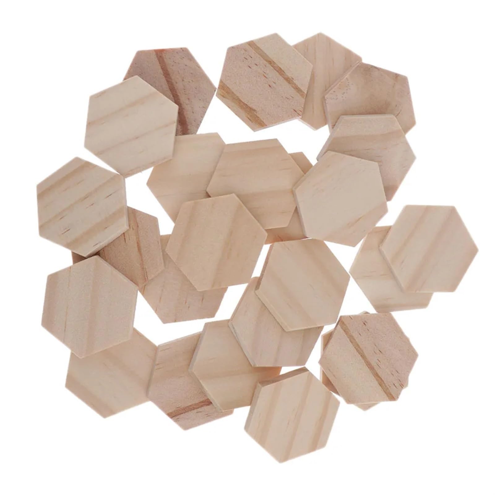Plastry drewniane do rękodzieła Unfinished Hexagon Wooden Chips 38x32mm Pack Of 25 For Arts Crafts Board Games