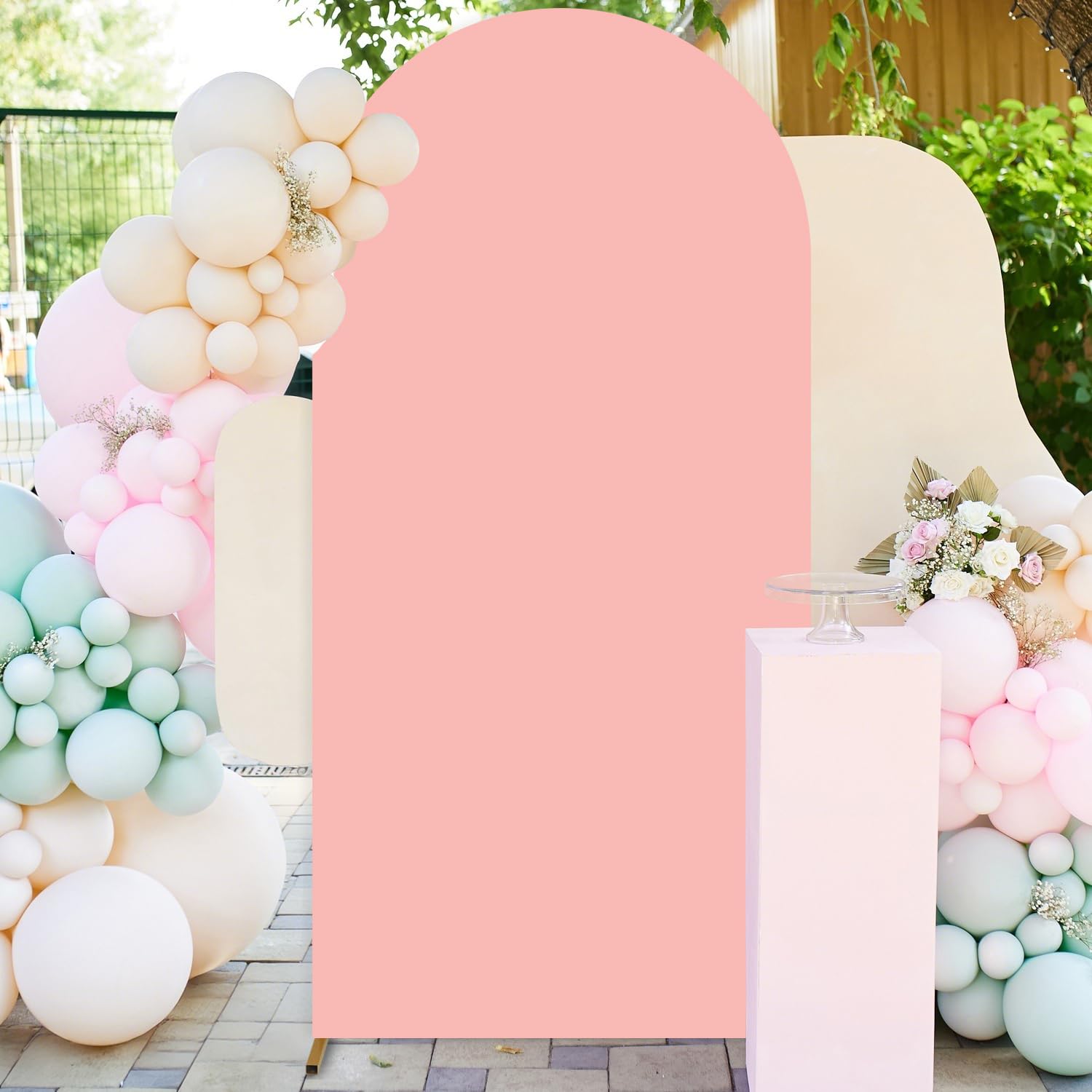 FUHSY Wedding Arch Cover Dusty Rose 7.2FT Arch Backdrop Cover Chiara Arches Panels Spandex Arches Covers Fabric for Arched Wall Stretchy Backdrop