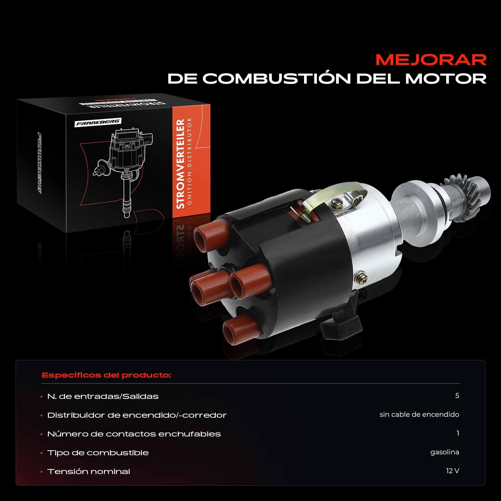 Frankberg Distribuidor de encendido Gasolina Compatible con Golf II 19E 1G1 1.8L Golf II 19E 1G1 1.6L J.e.t.t.a II 165 19E 1G2 1.6L J.e.t.t.a II 165 19E 1G2 1.8L Replace# 027905205S