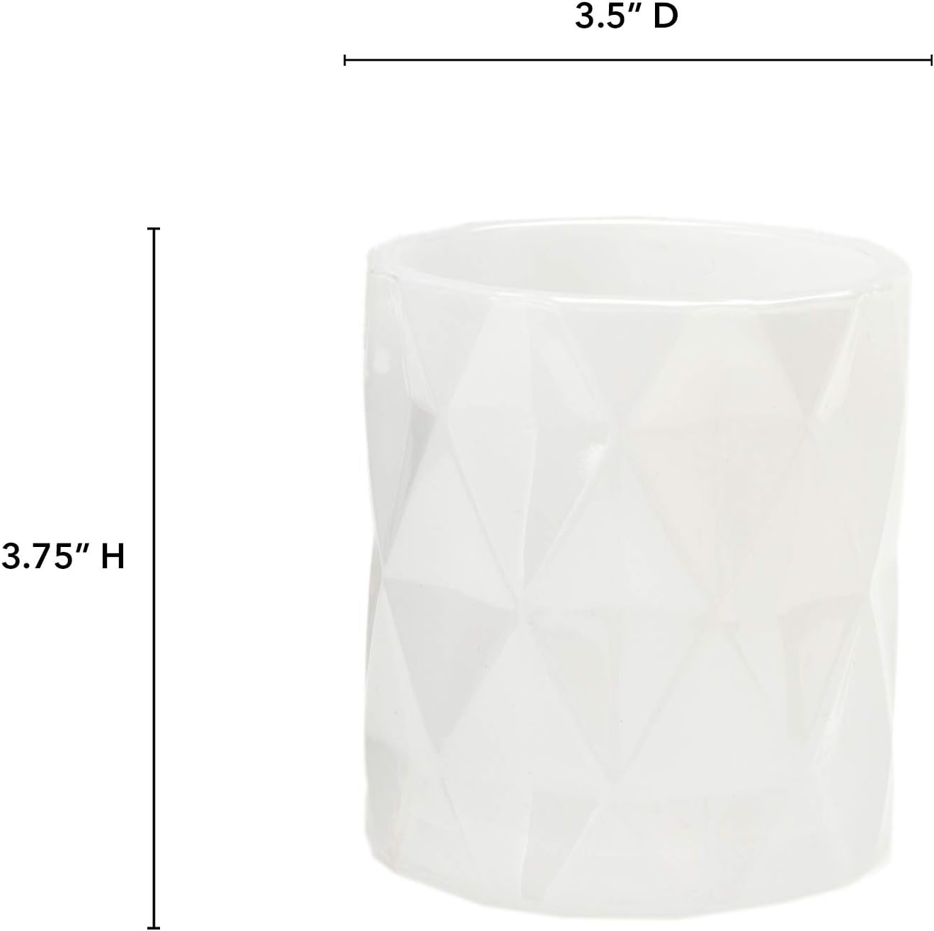 IMPULSE! Sunset Pearl White Large Candle Votive Holders Ideal for Tea Lights Set of 4-Clear Durable Hotel Glassware,Diamond-Textured Exterior, 3.5”Diameter & 4”Height -Decorative Votive Candle Holders