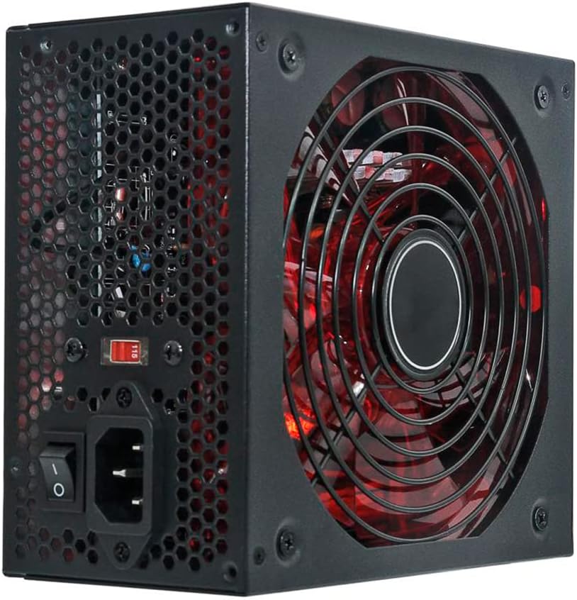 FONTE PARA PC ATX 600W PC Gamer Cooler Fonte De Alimentação Super Silenciosa Bivolt Preta E Vermelha Conectores SATA E Ventilador Potente Com Chave Seletora 110V/230V ONYK PREMIUM