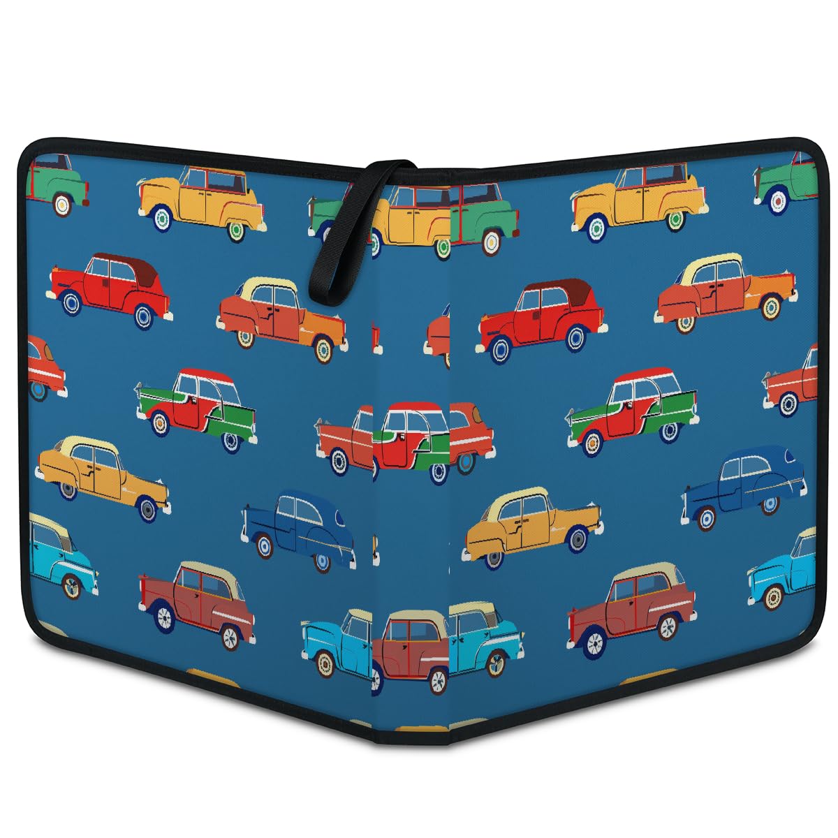 Sammelkartenbinder 4 Taschen, 400 Taschen, doppelseitige Karten-Aufbewahrungstasche mit abnehmbaren Hüllen, bunte Autos, Cartoon-Druck, Kartenhalter, Albumschutz-Set für Sammler
