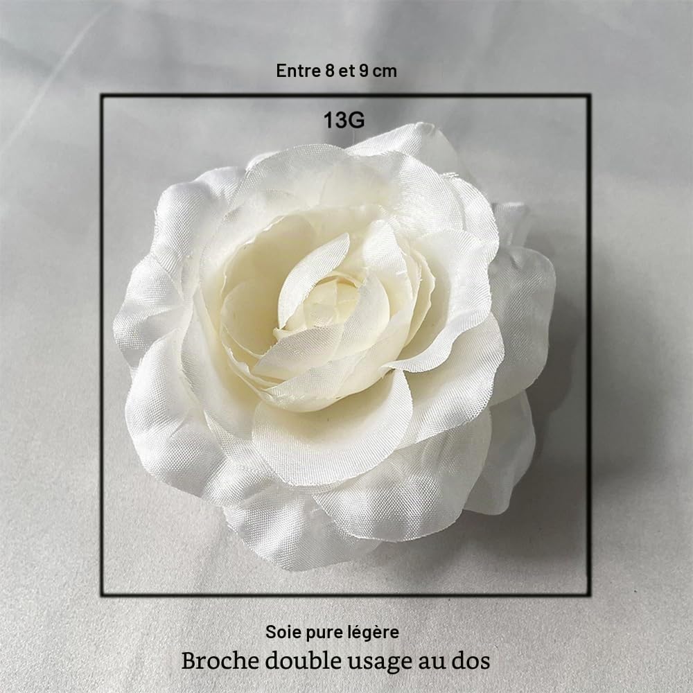 Broches en soie beige camélia - Élégante broche classique pour mariage, fête, banquet - Accessoires pour robe, cérémonie, vêtements