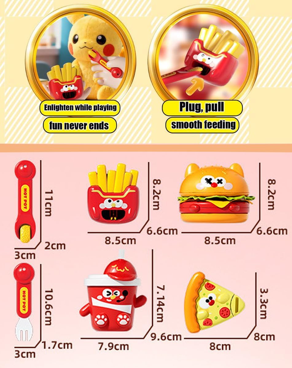 Hamburgers Feeding Set, Feeding Toys for Dolls 4pcs,Food Feeding Children's House Play Toy, , Early Education Play-House Toys,Perfect for Doll Role Play for 3 4 5 6 Year Old Girls