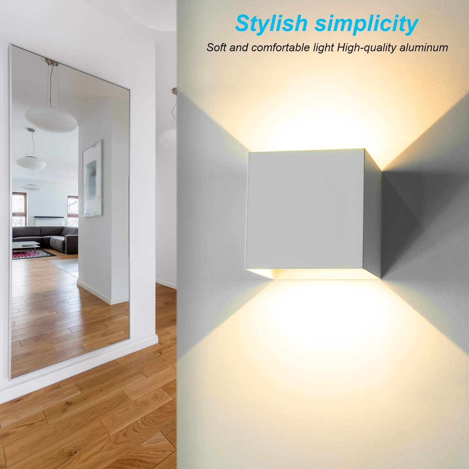 LEDMO 4 Pack Applique Murale Interieur/Exterieur 12W Appliques Murales 3000K Blanc Chaud Lampe Aplique Mural Moderne Design Etanche IP65