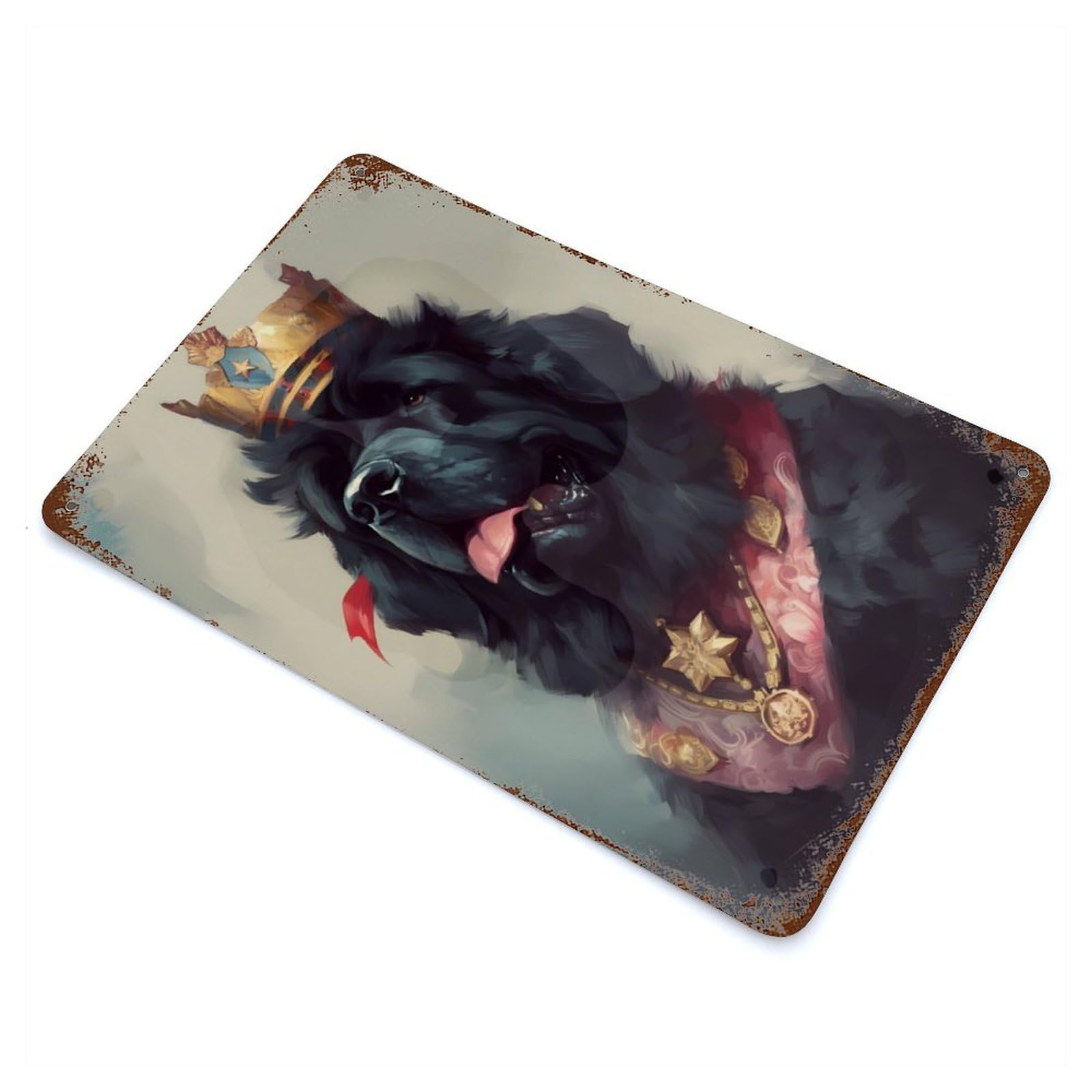 Newfoundland Dog Illusory Rusty Metal Tin Sign 11.8"x7.9", Ideal for Farmhouse, Kitchen And Entryway Decor