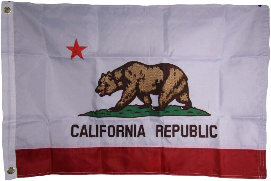 AES 2x3 Embroidered State of California CA Double Sided 210D Sewn Nylon Flag 2'x3' Banner Grommets Double Stitched Fade Resistant Premium Quality
