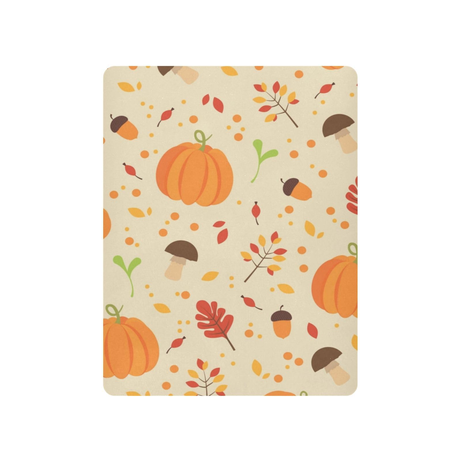 Moudou Autumn Harvest Pumpkin Playard Sheet for Boy Girls, Soft Breathable Fitted Toddler Sheet for Standard Playard Bed Mattress, 39 x 27 x 5 Inch