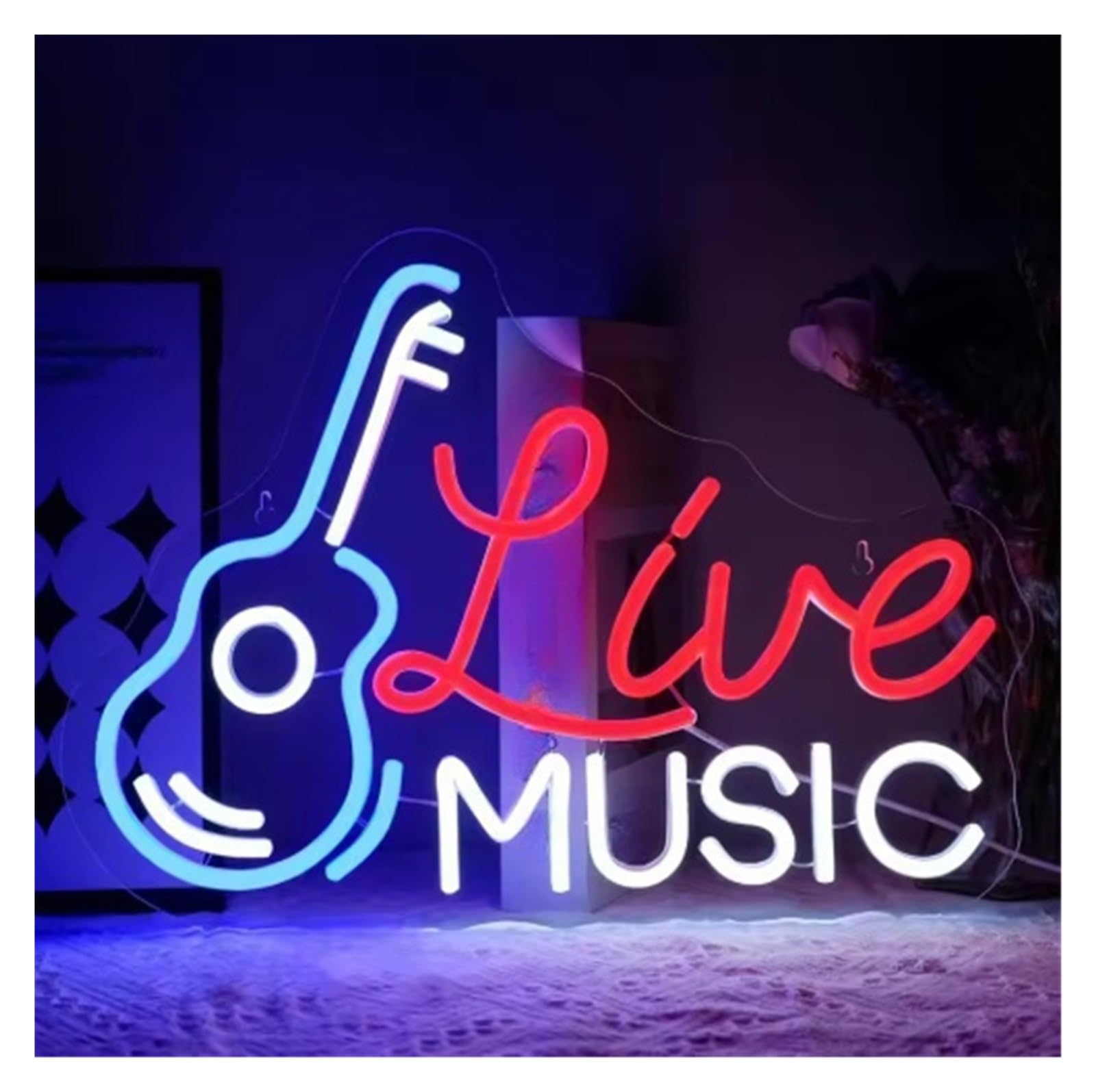 LEMST Sign Lamp Live Music Neon Sign USB Powered Dimmable Light for Bar Music Studio Party Wall Decor 39.2cmх28cm