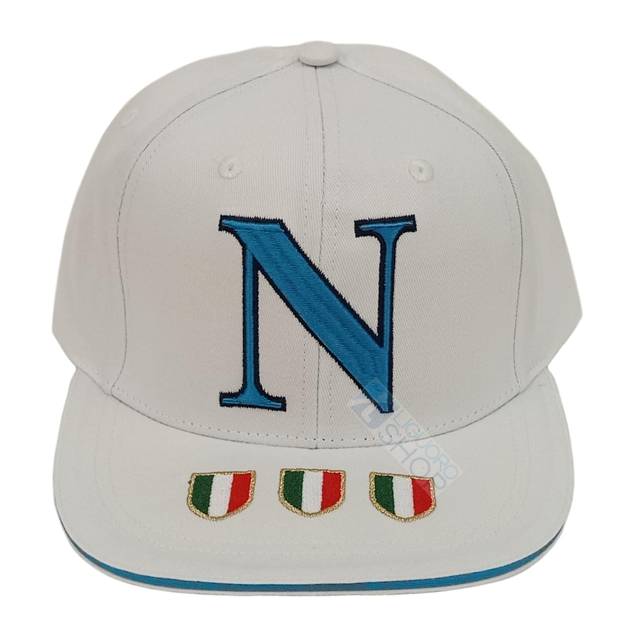 Cappello Tipo Baseball del Napoli 3° Scudetto Campione D'Italia Prodotto Ufficiale Celebrativo Enzo Castellano (Bianco Scudetto su Visiera)